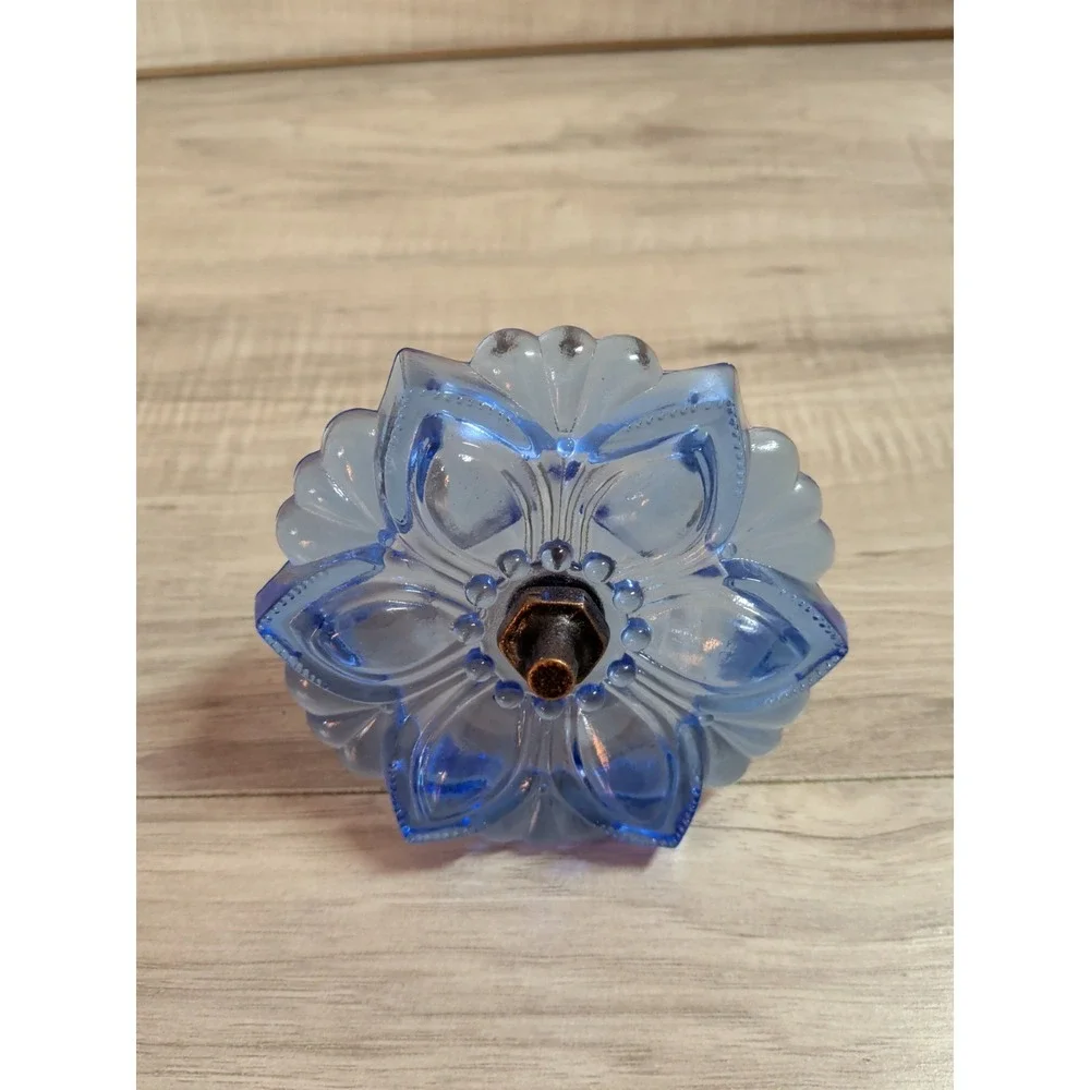 Pressed Cobalt Blue Sandwich Curtain Tie Backs Flower Shape PAIR